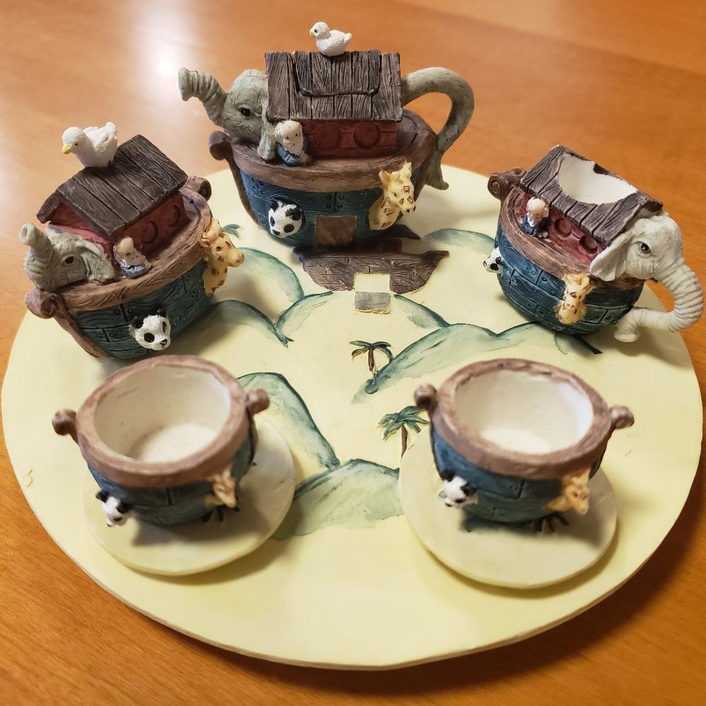 MINI TEA SET - NOAH'S ARK - POLYRESIN COLLECTION - YOUNG'S 1995